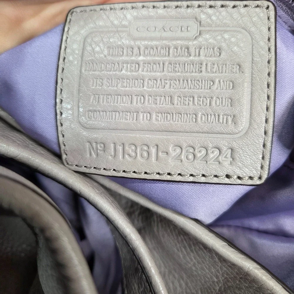 Coach Bag 26224 Madison Pebbled Leather Phoebe Shoulder Bag Taupe Preowned Clean